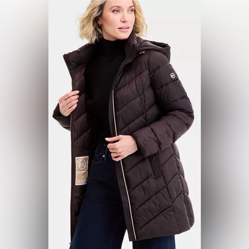 MK Women's Hooded Packable Puffer Coat